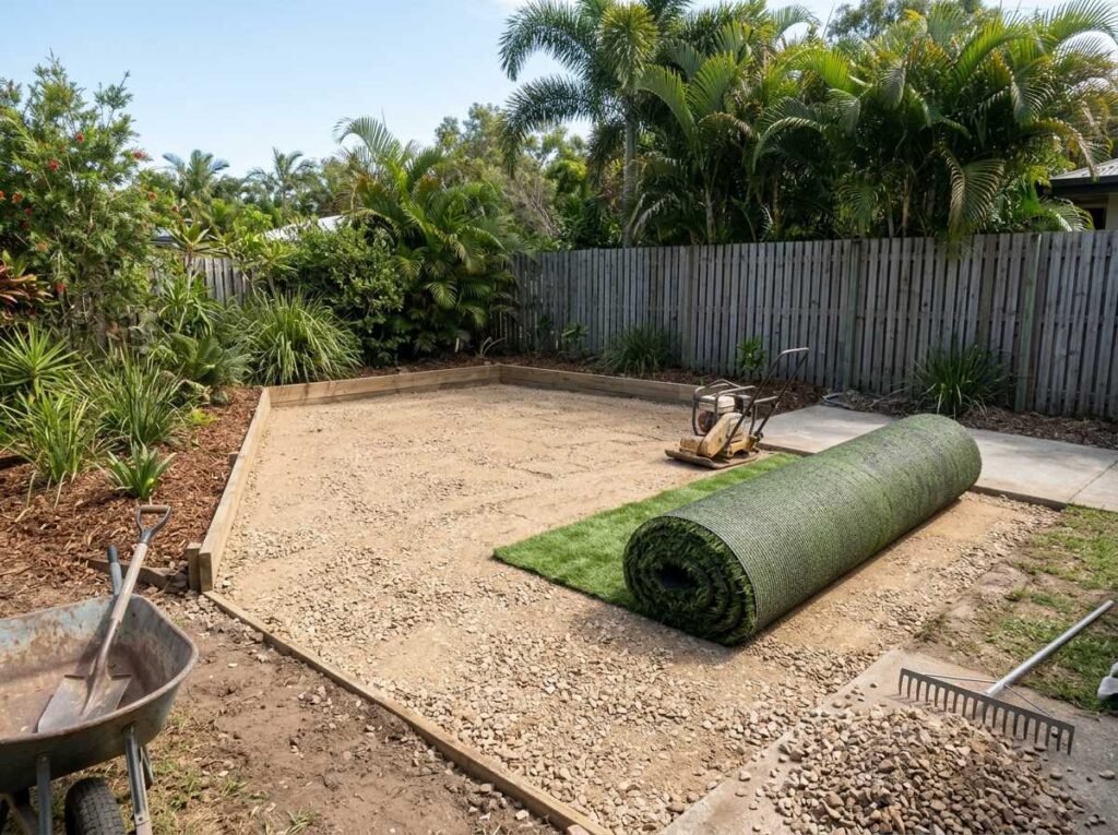 Artificial grass base preparation